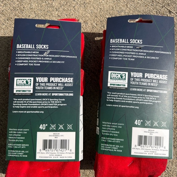 Red Baseball Socks- 2 pairs DICKS brand - Picture 1 of 3